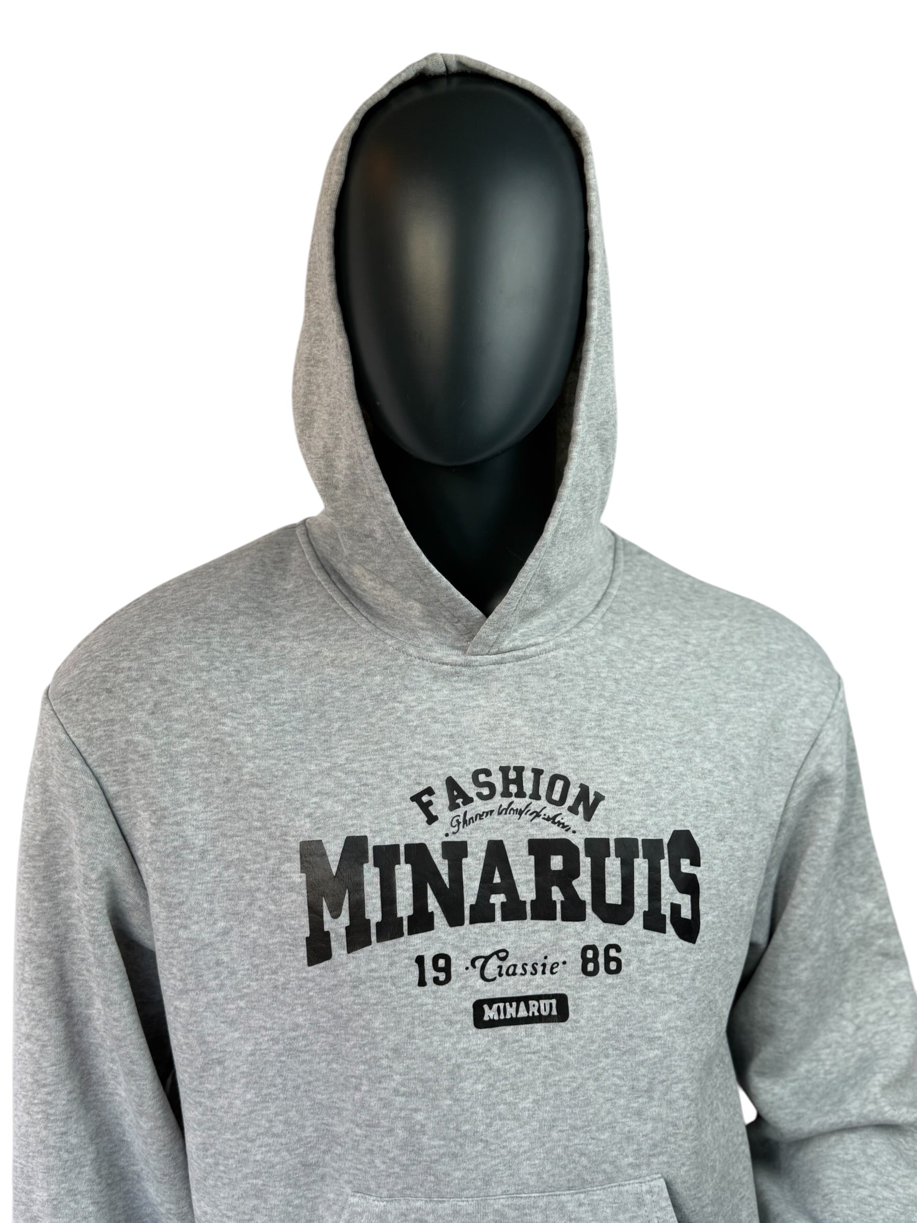 Vintage Style Hoodie, Grau, 90s Retro Streetwear Sweater